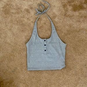 Basic gray crop top with adjustable tie strap